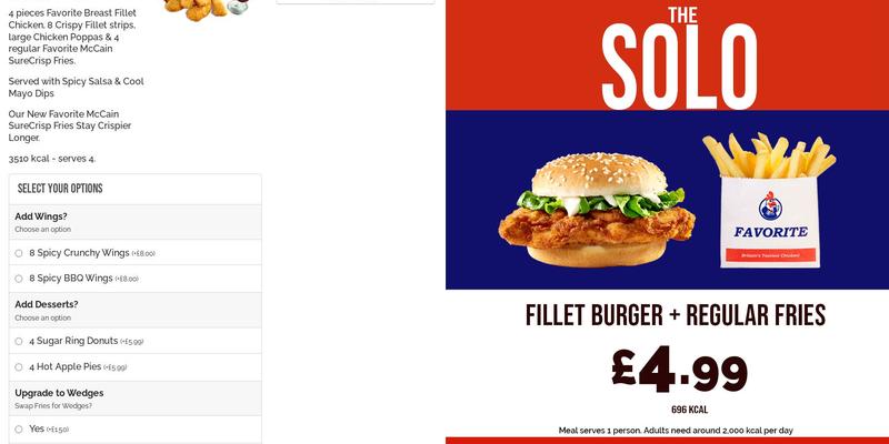 Favorite Chicken Epsom Menu