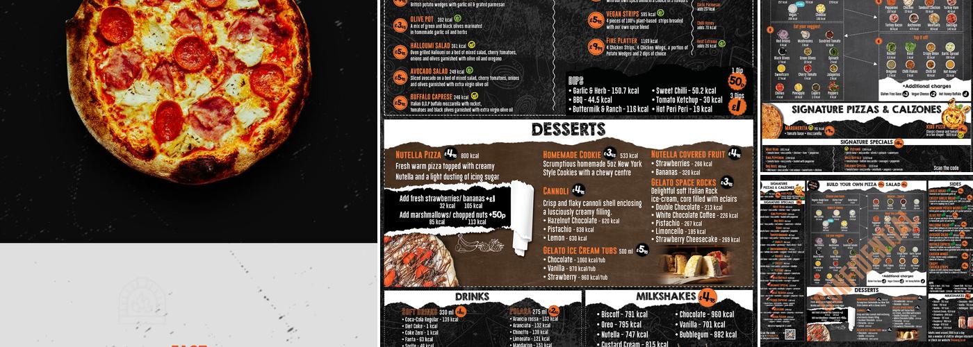 Fireaway Designer Pizza Epsom Menu
