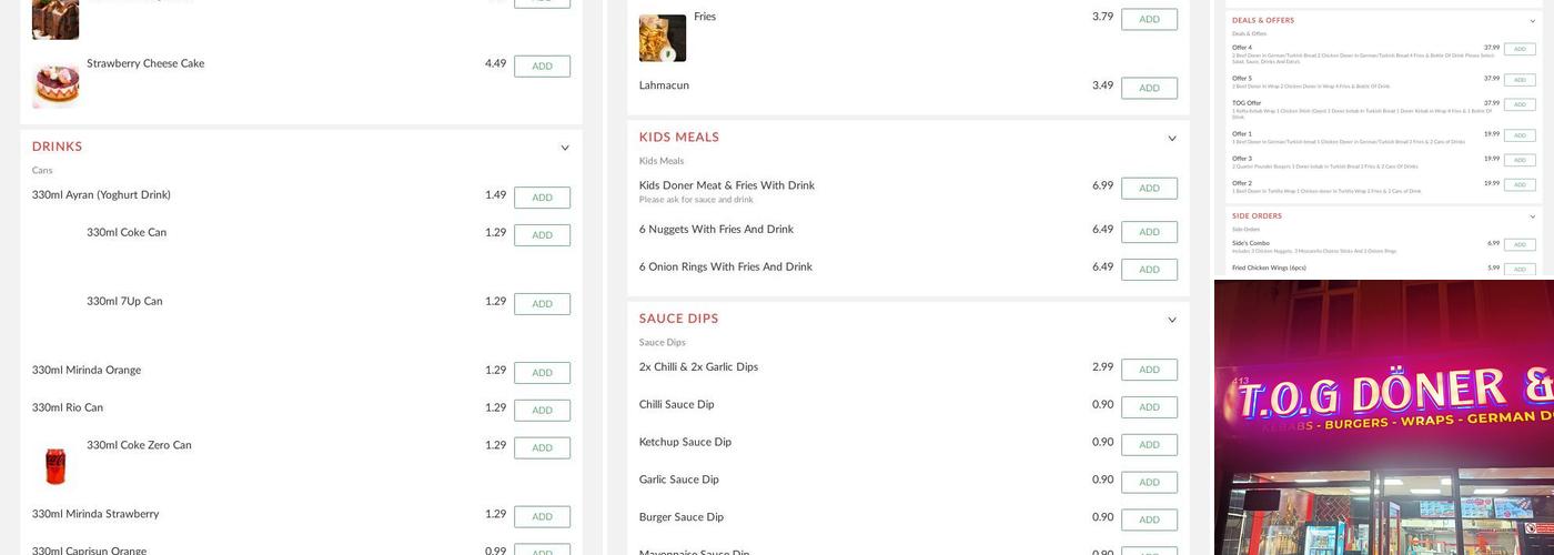 T.O.G Taste of Germany Menu