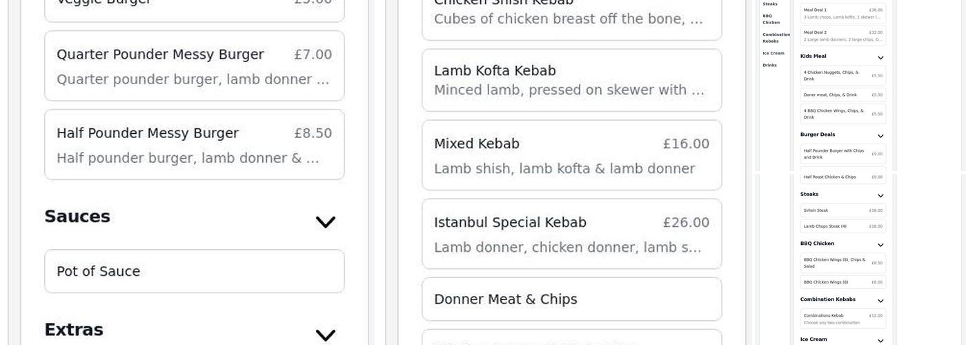 Istanbul Kebab Menu