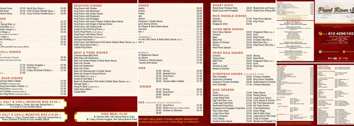 Pearl River Ltd Menu