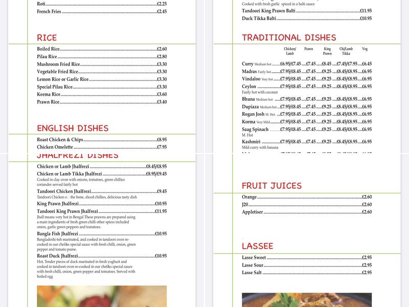 Esher Tandoori Menu
