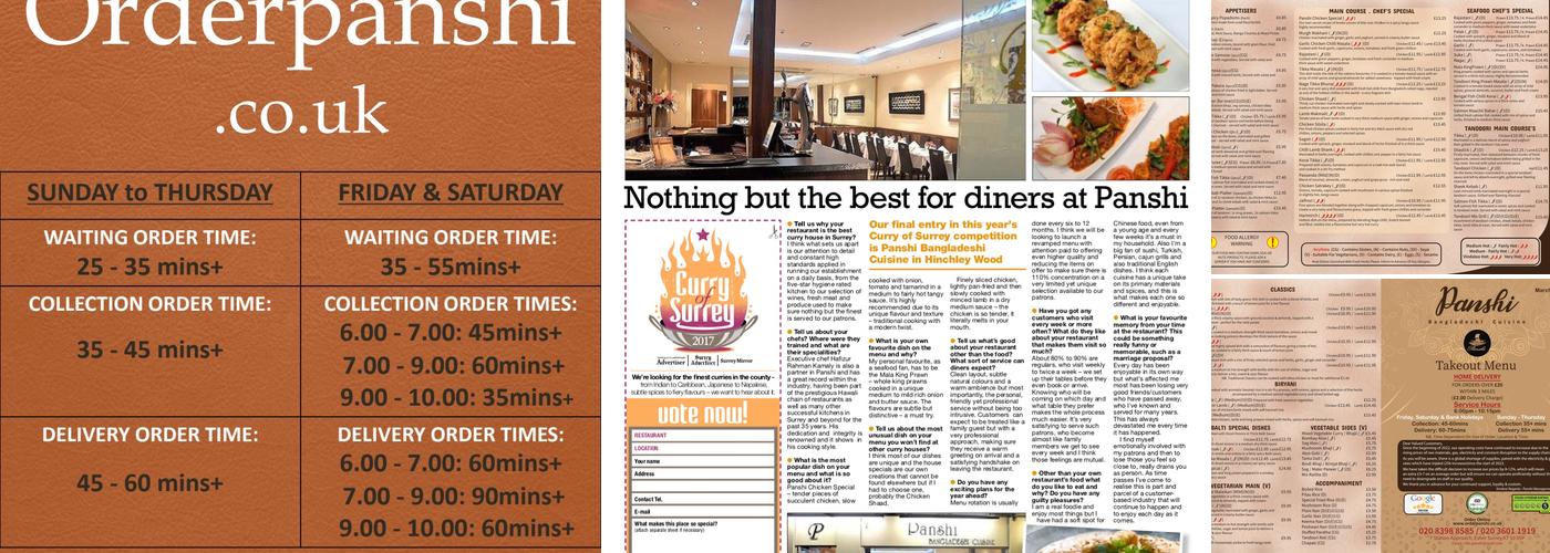 Panshi of Hinchley Wood Menu