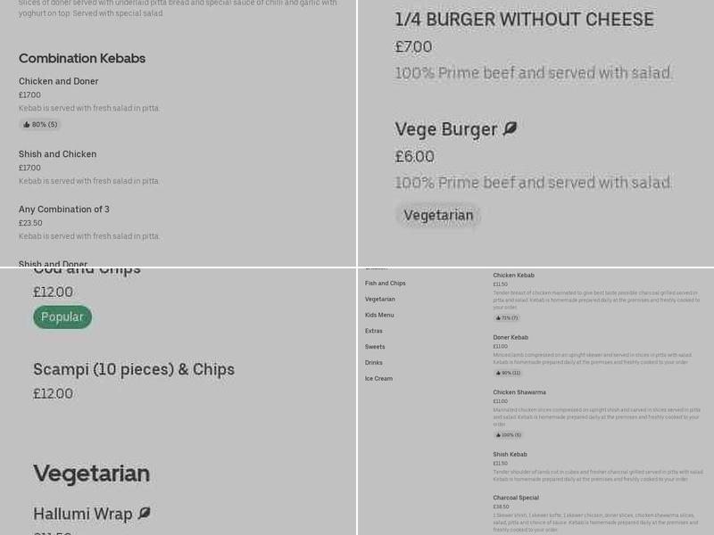 Esher Best Kebab & Burger House Menu