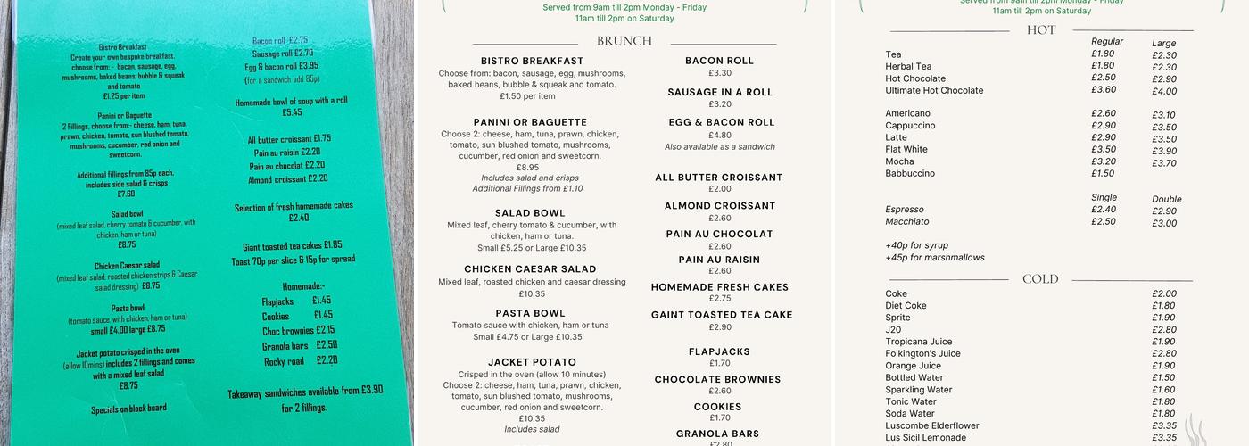 Bistro@the station Menu