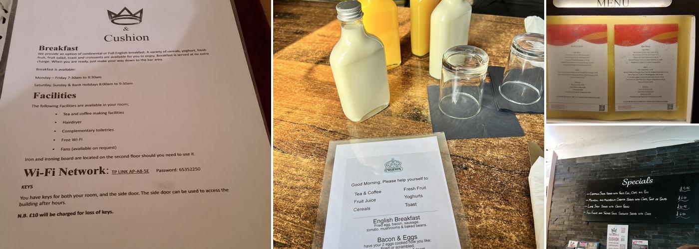 Crown & Cushion Inn Menu