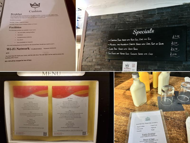 Crown & Cushion Inn Menu