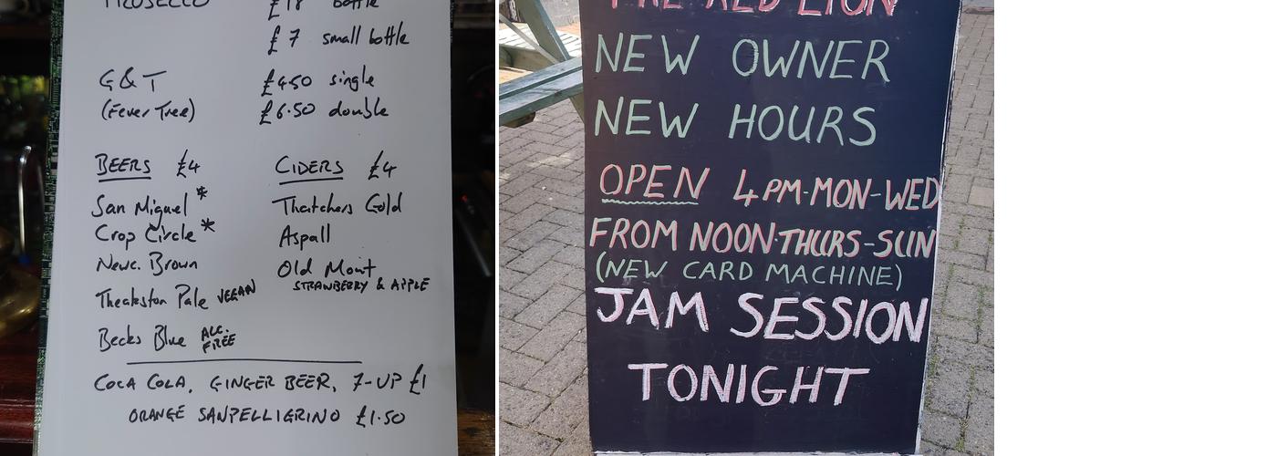 The Red Lion Menu