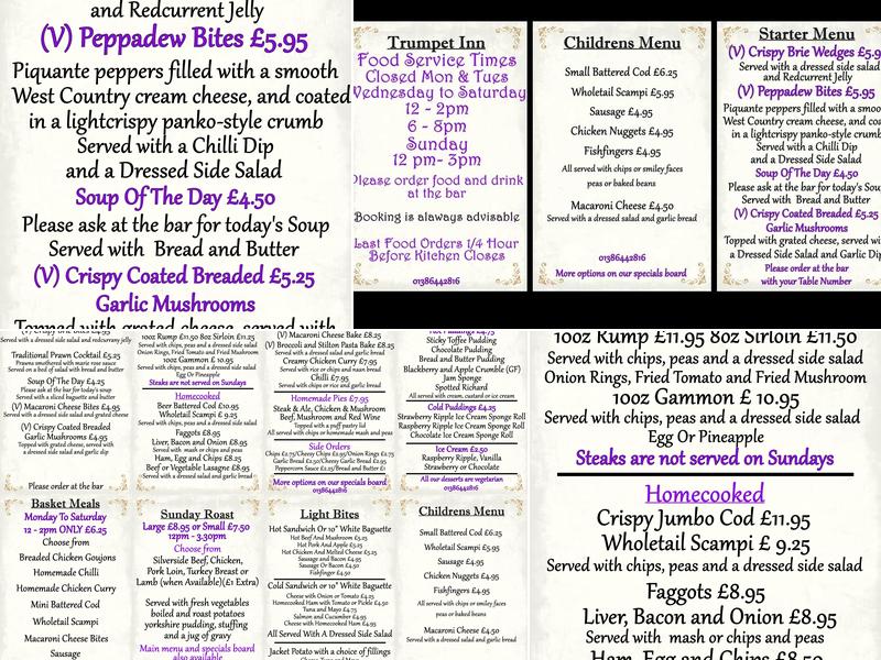 The Trumpet Inn Evesham Menu