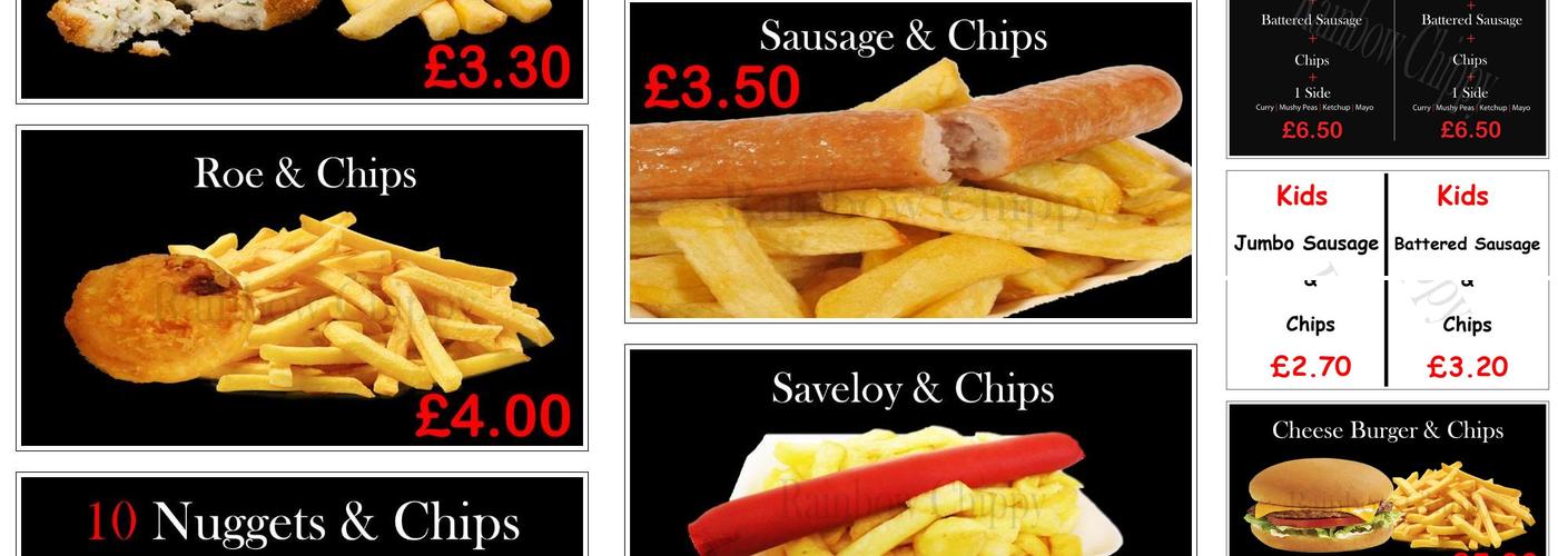Rainbow Chippy, Evesham Menu