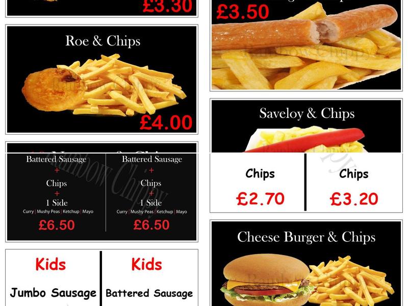 Rainbow Chippy, Evesham Menu