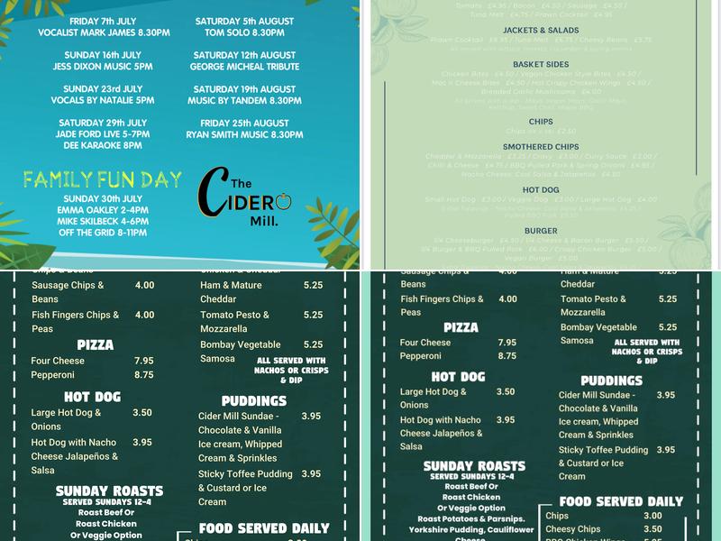 The Cider Mill Menu