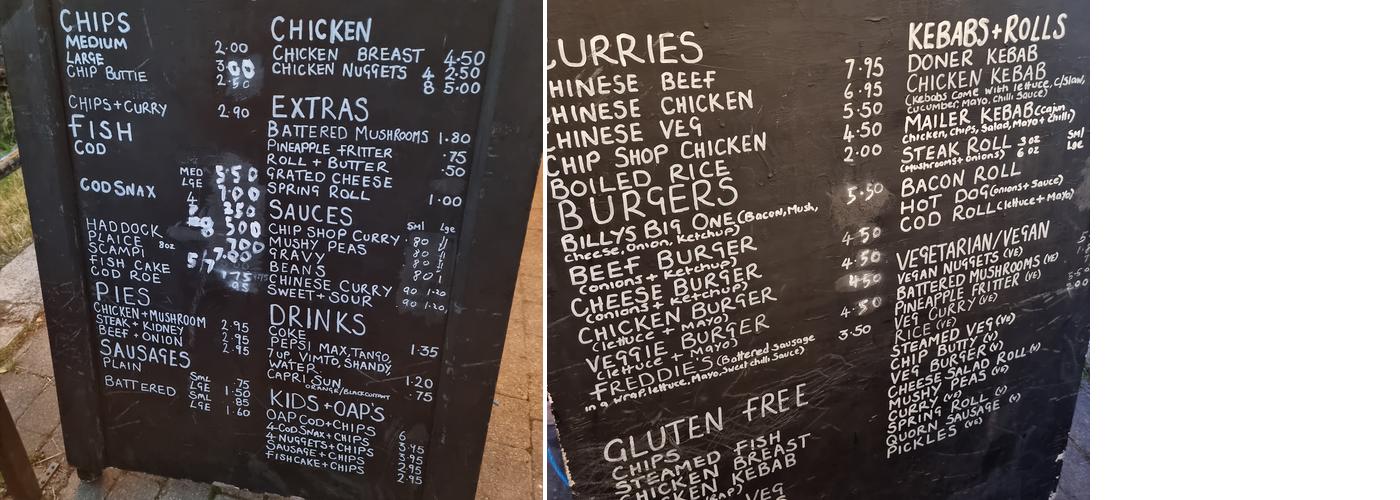 The Old Stables Menu