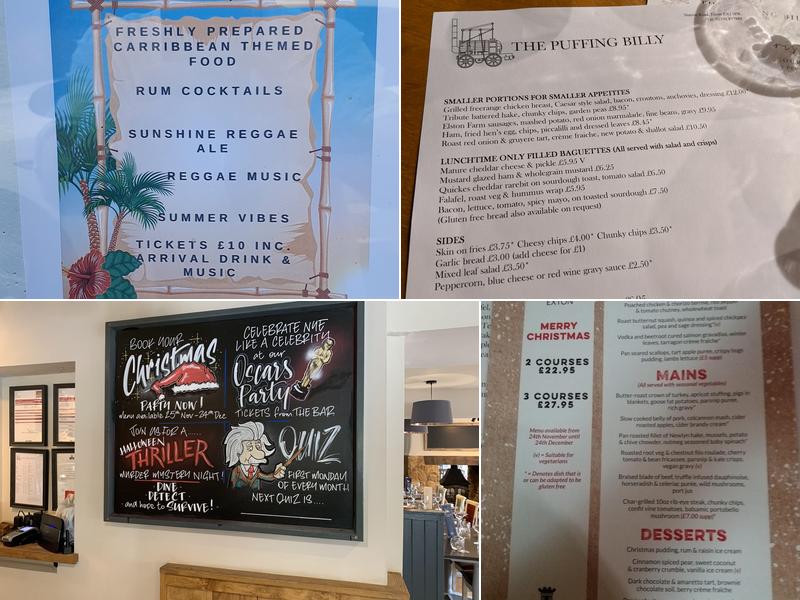 The Puffing Billy Inn Menu