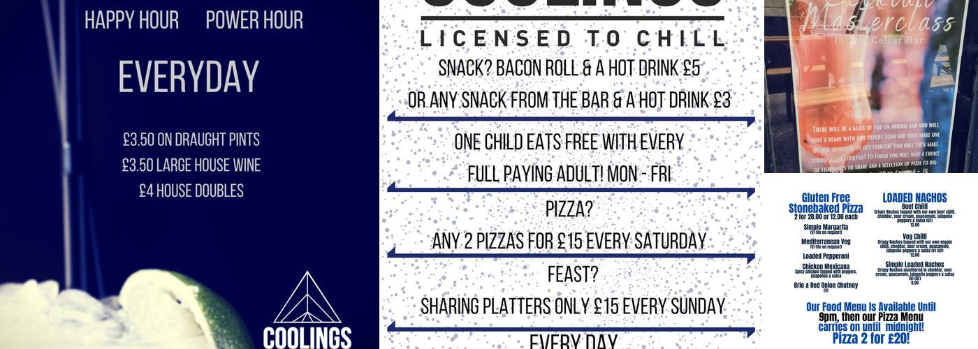 Coolings Gandy Street Menu