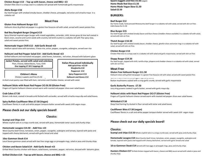 P and N Hospitality Menu