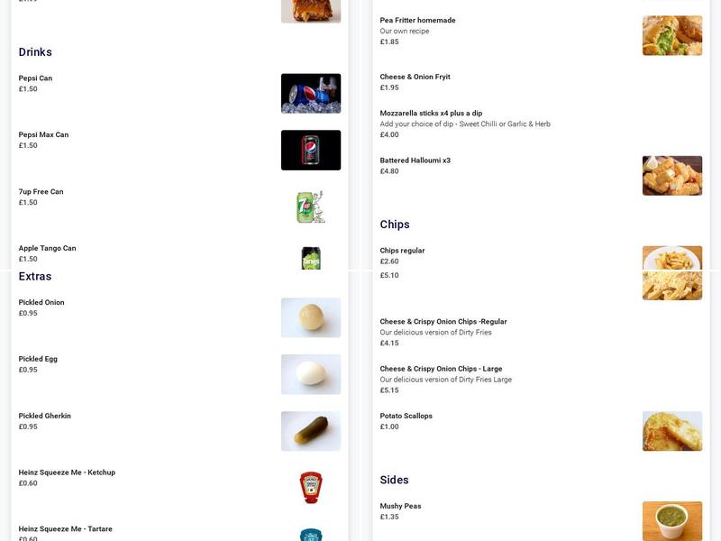 Fish & Chips On Alphington Road Menu