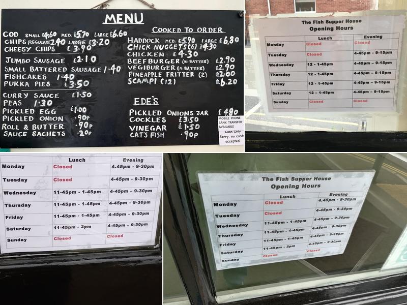 The Fish Supper House Menu