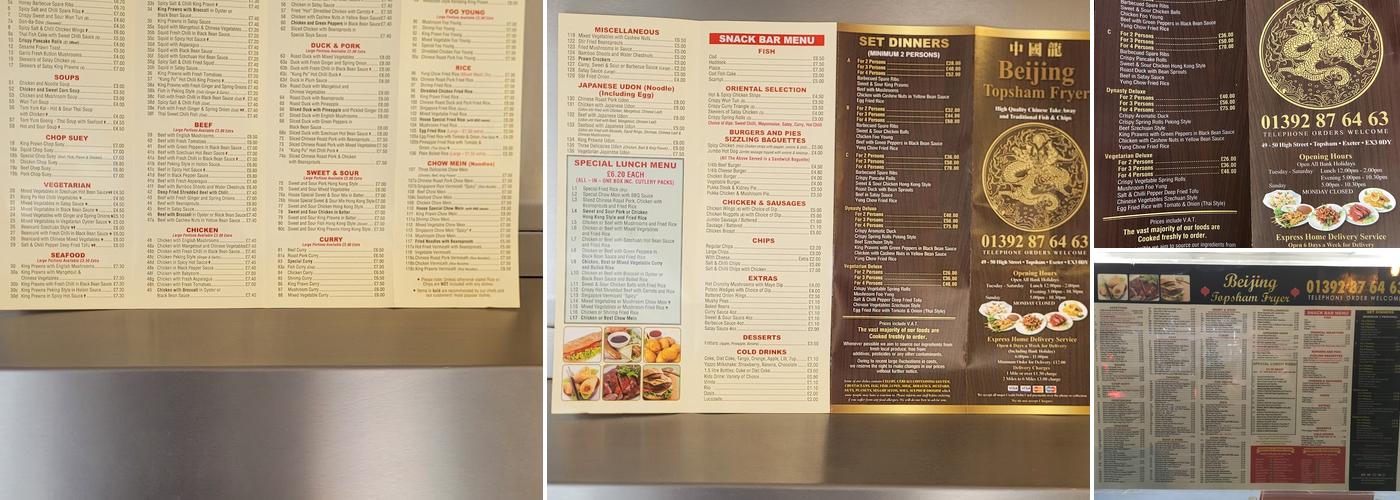 The Beijing Topsham Fryer Menu