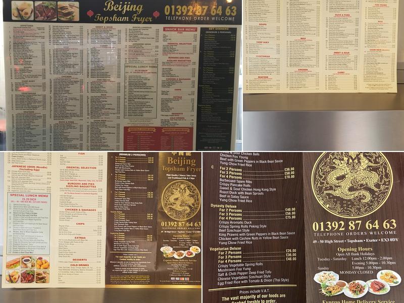 The Beijing Topsham Fryer Menu