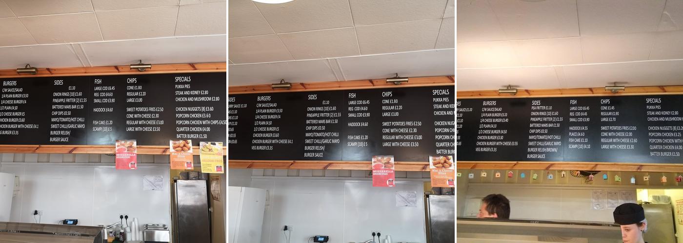 The Clock Tower Fish Bar Menu