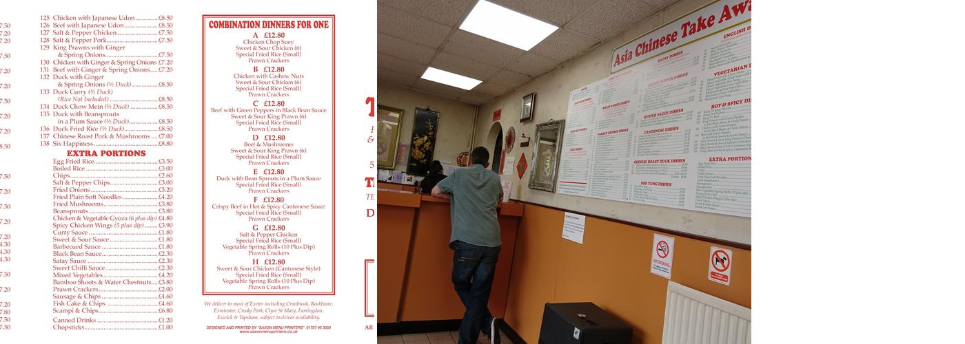 Asia Chinese takeaway Menu