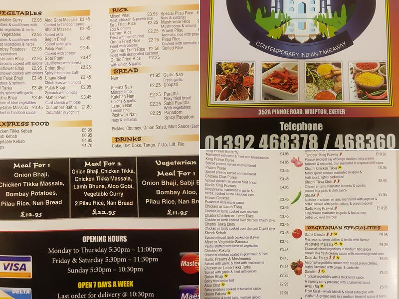Chadni Express Menu