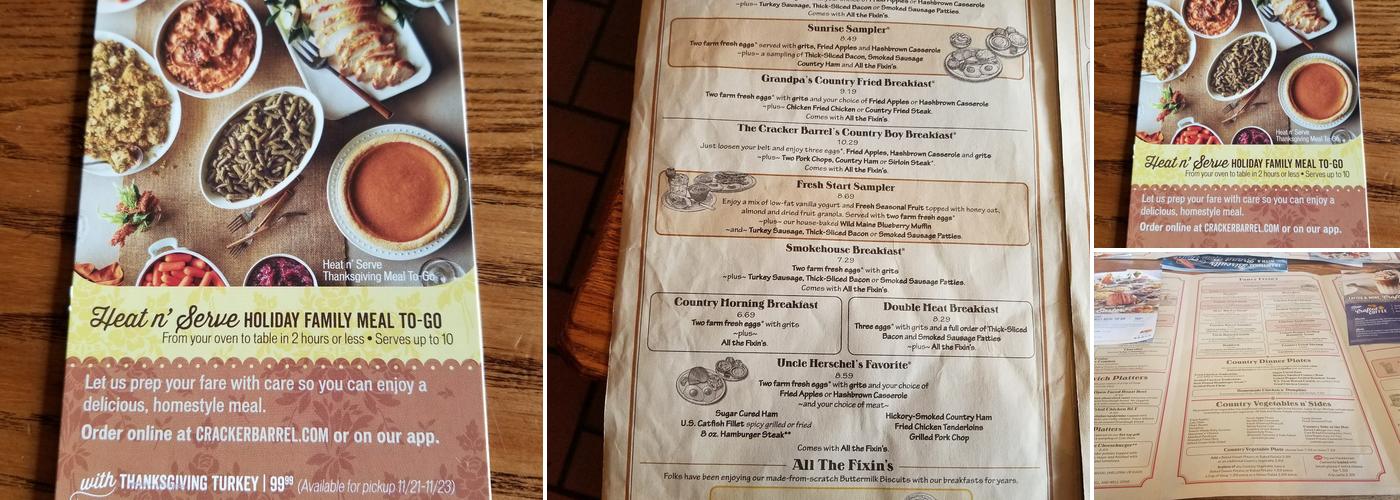 Cracker Barrel Old Country Store Menu