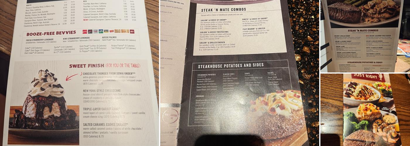 Outback Steakhouse Menu