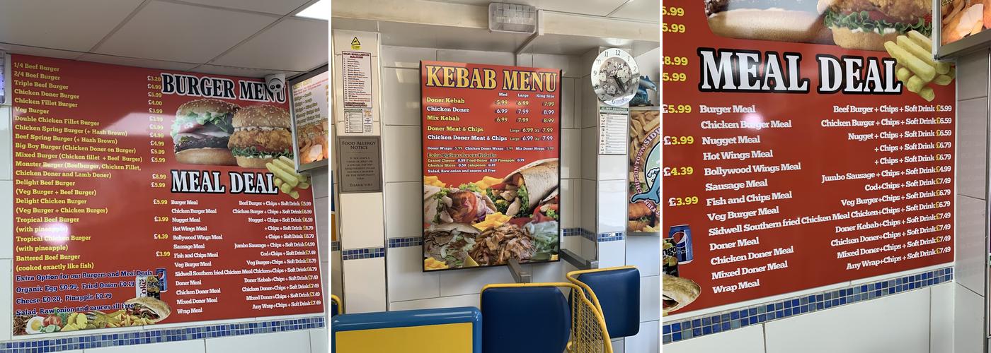 Sidwell fish chips & kebab Menu