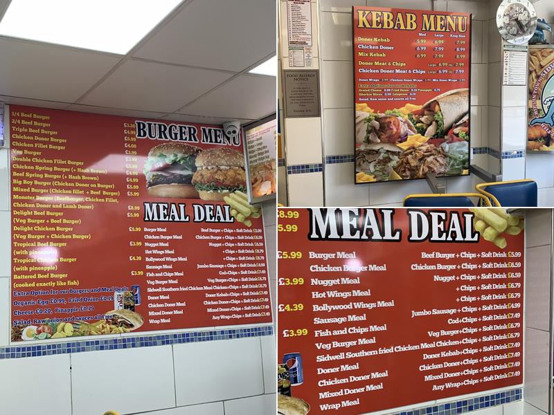 Sidwell fish chips & kebab Menu
