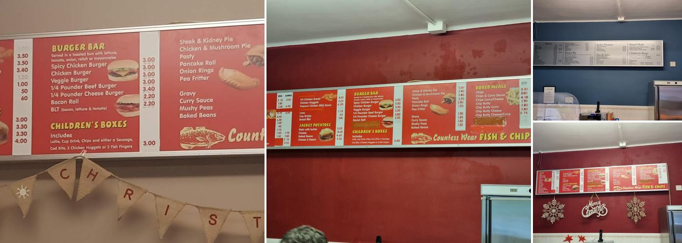 Countess Wear Fish & Chips Menu