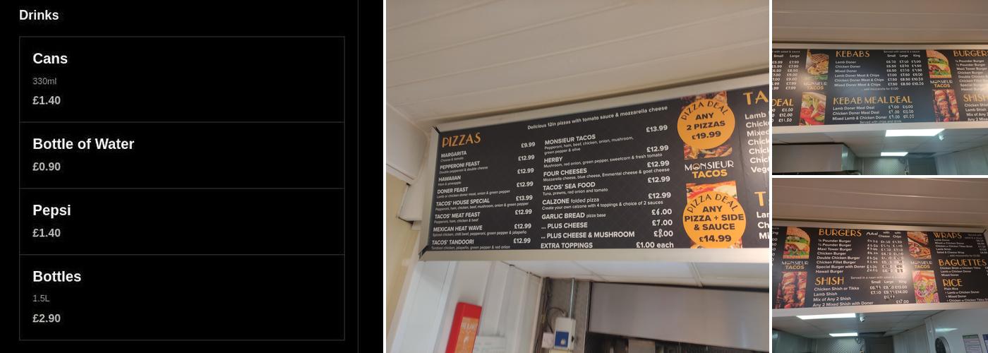 Monsieur Tacos Kebab Menu