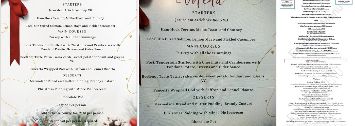 The Redwing Inn Menu