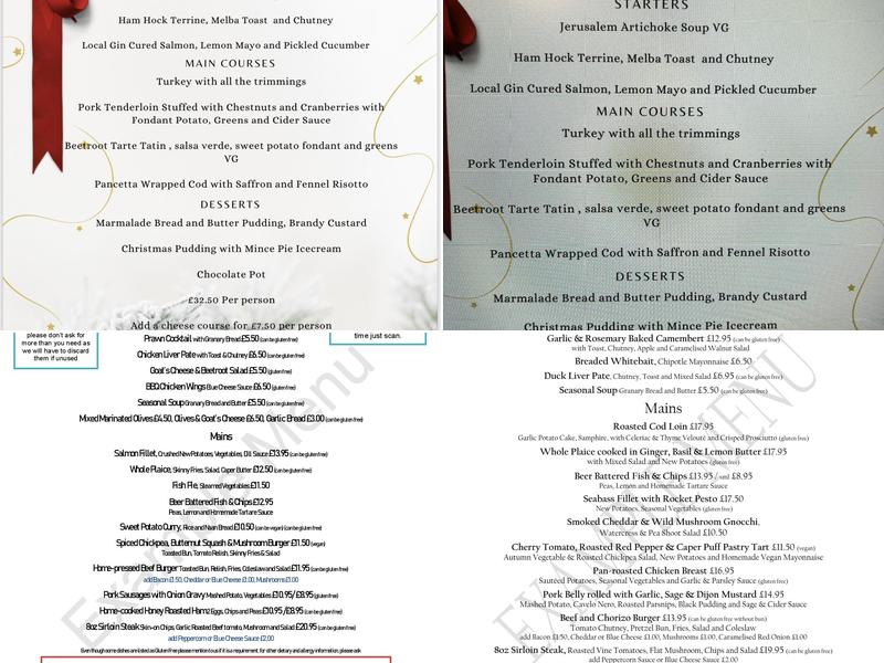 The Redwing Inn Menu