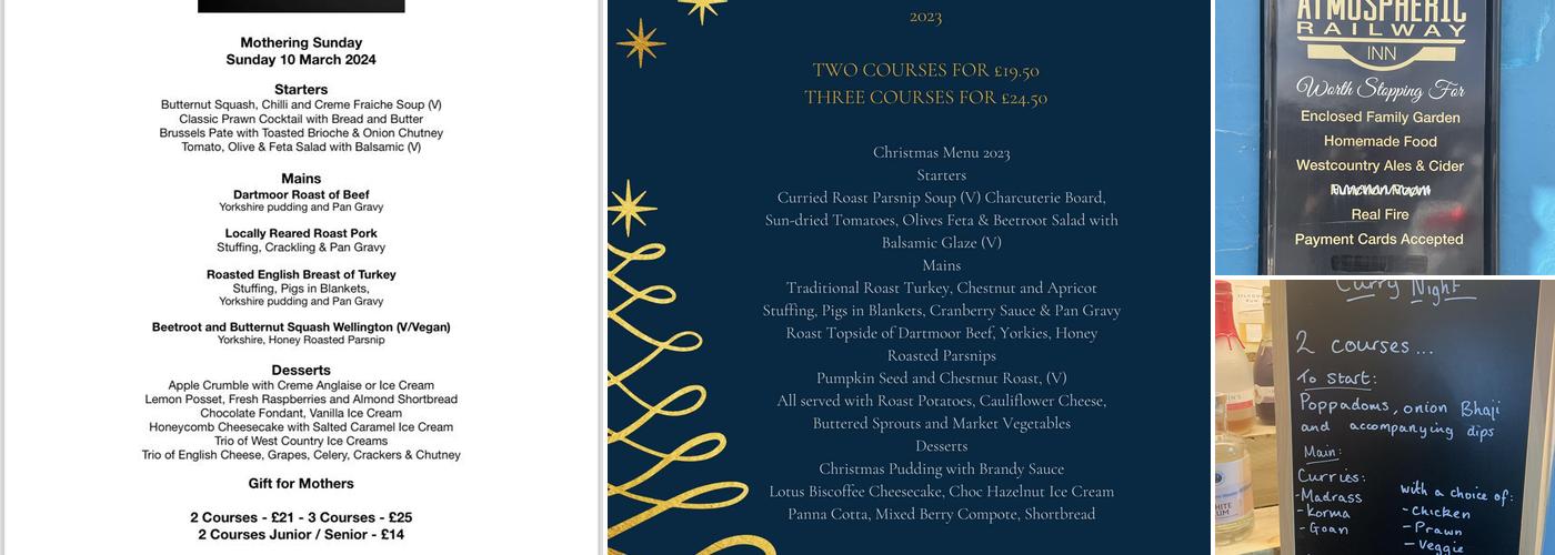 The Atmospheric Railway Inn Menu