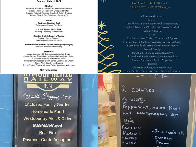 The Atmospheric Railway Inn Menu