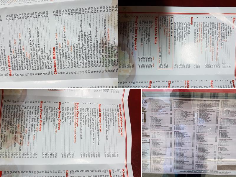 Pings Takeaway Menu