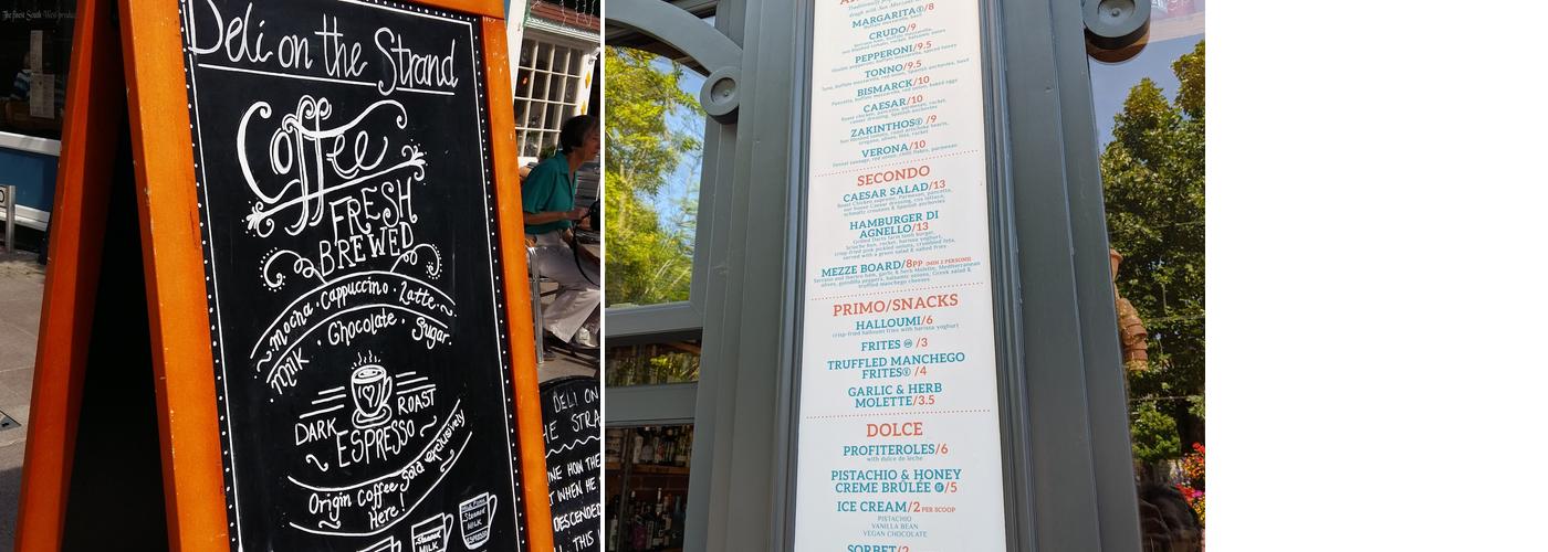 Deli on the Strand Menu