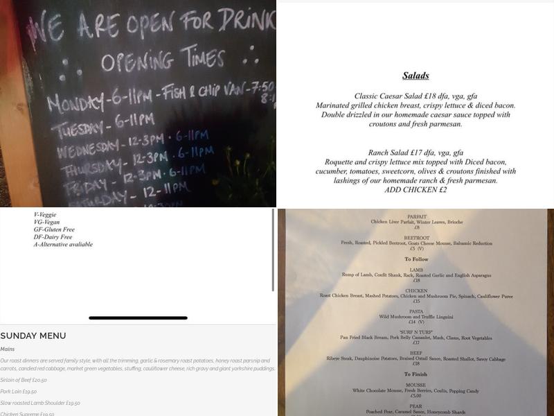 The Royal Oak Menu