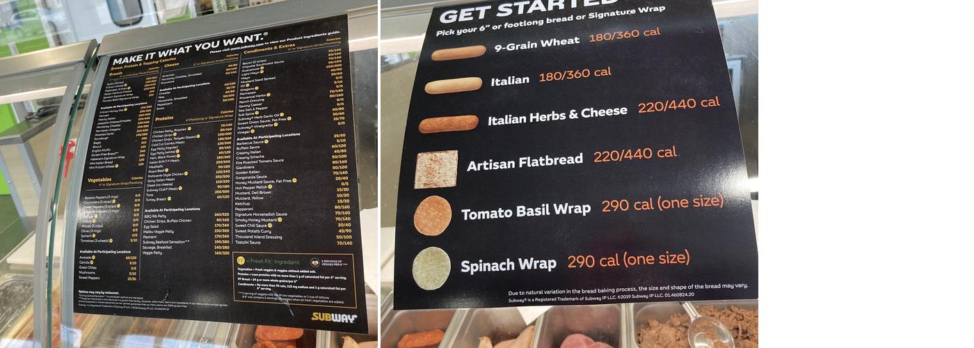 Subway Menu
