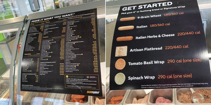 Subway Menu