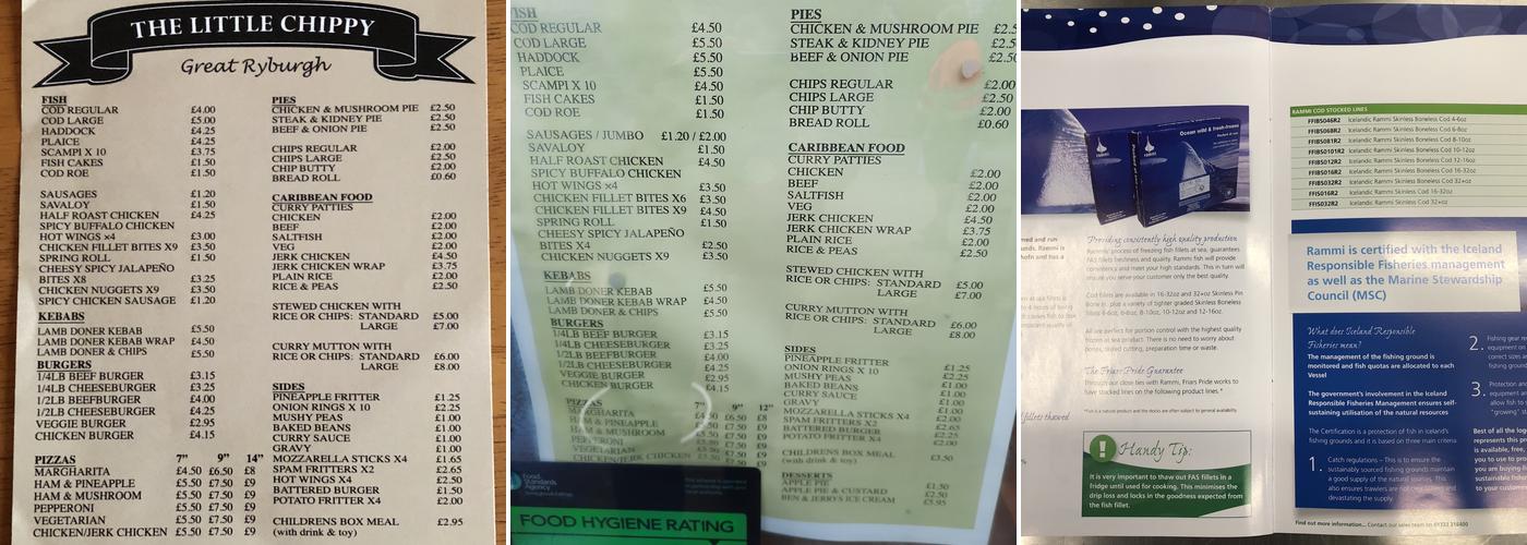 The Little Chippy Menu
