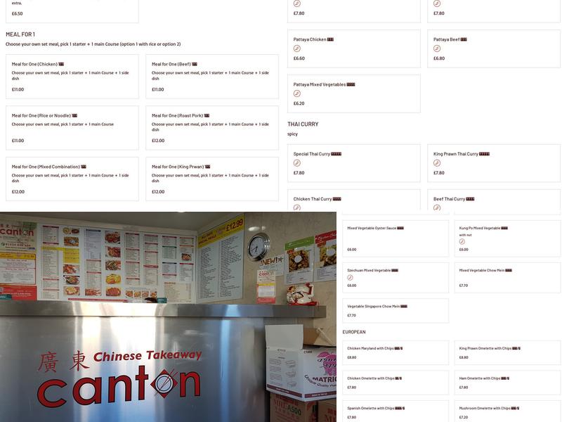 Canton Chinese Takeaway Falkirk Menu