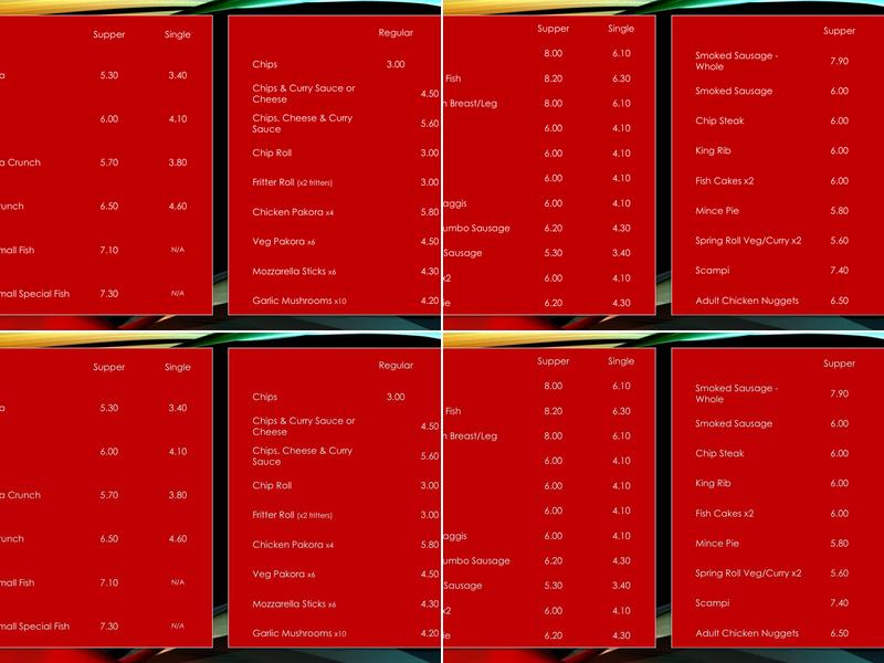 McFarlane's Fish and Chicken Bar Menu