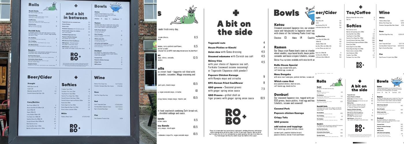 RoBo Asian Bar and Canteen Menu