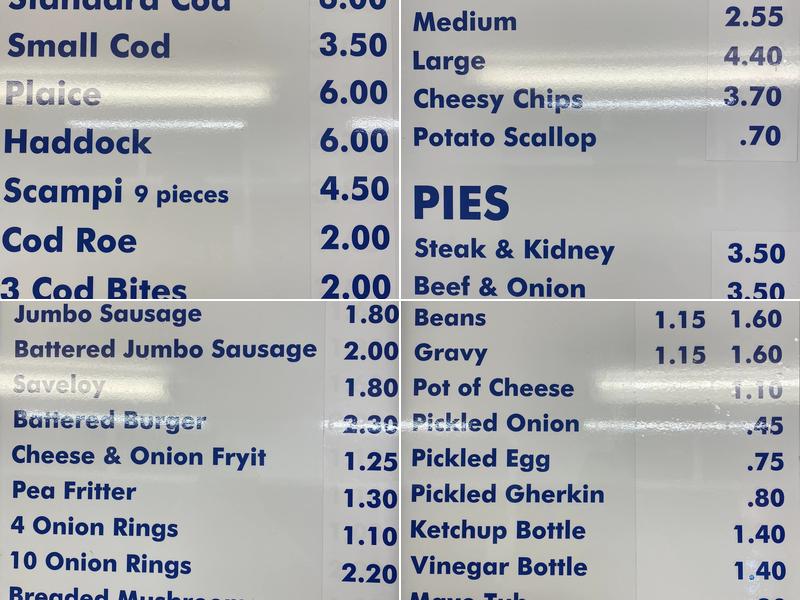 Bos's Chippy Menu