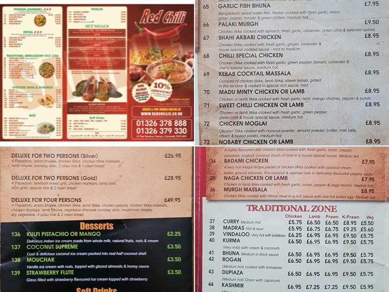 RED CHILLI Menu