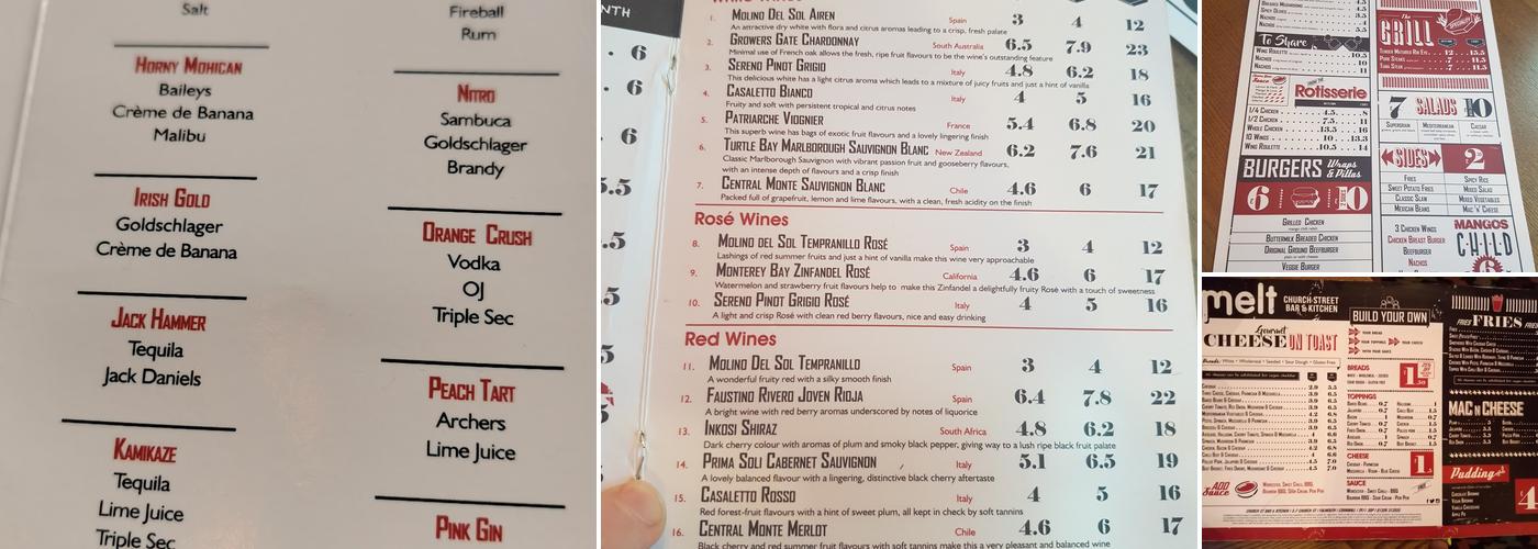 Mangos Falmouth Menu