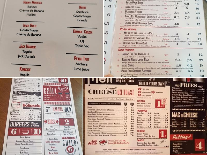 Mangos Falmouth Menu